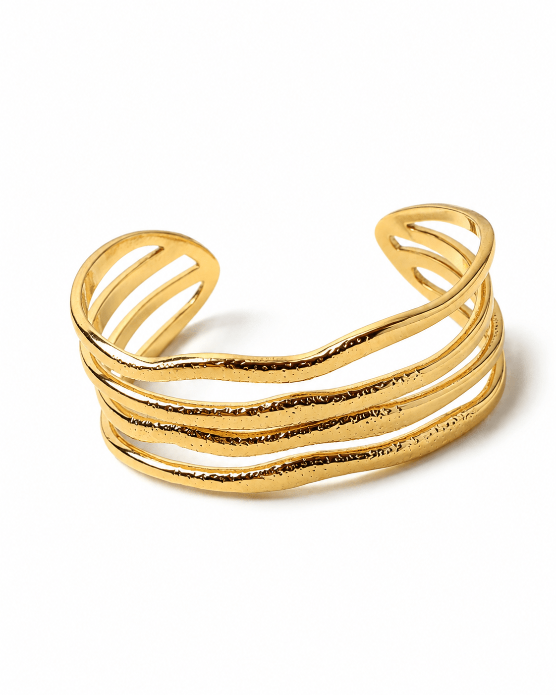 Layered Wave Wire Cuff Bracelet - Maxiblink