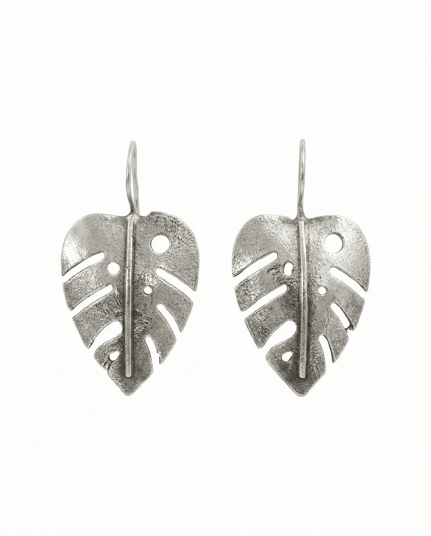 Leaf Cutwork Oxidised German Silver Earrings | Monstera Inspired Boho Earrings - Maxiblink