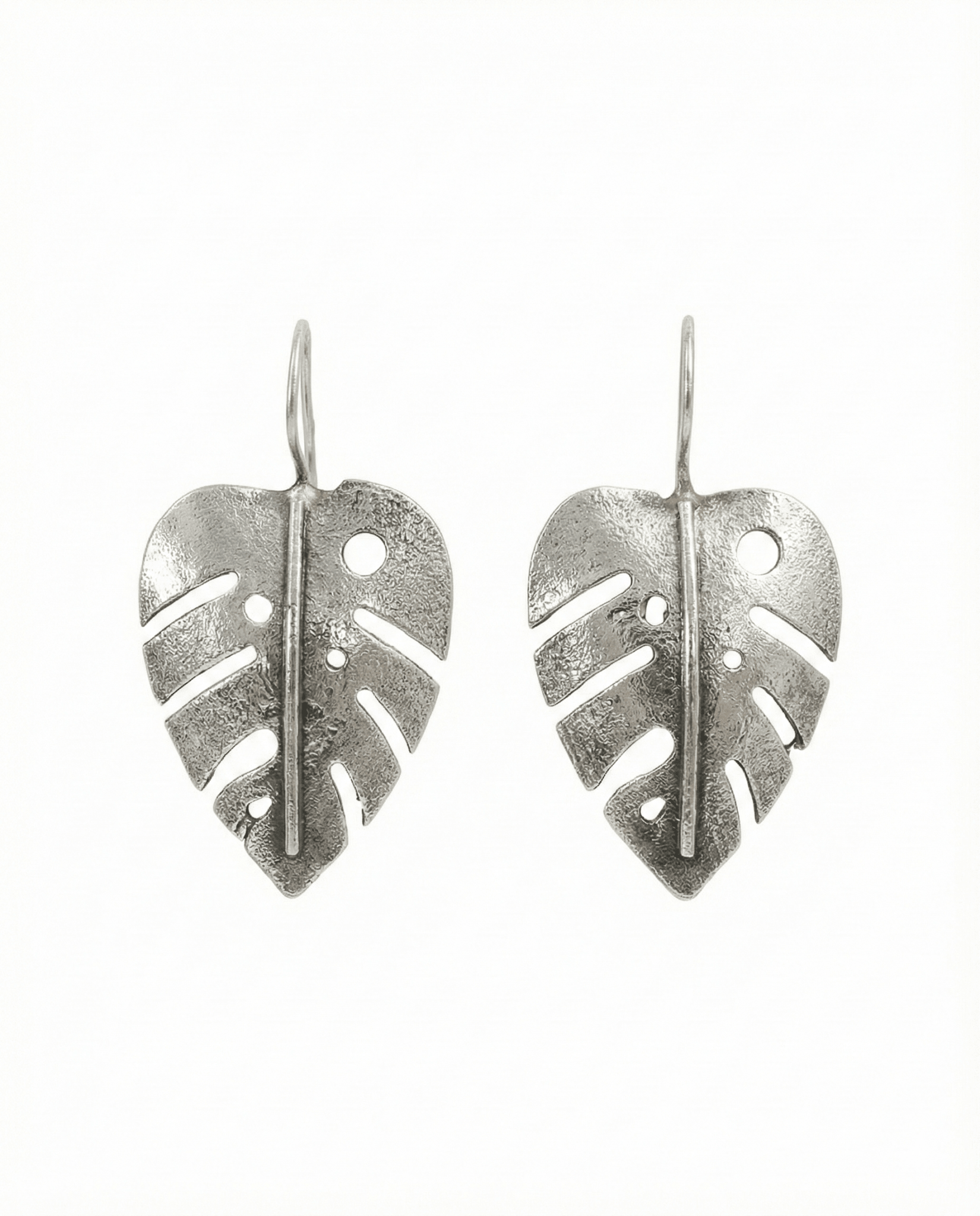 Leaf Cutwork Oxidised German Silver Earrings | Monstera Inspired Boho Earrings - Maxiblink