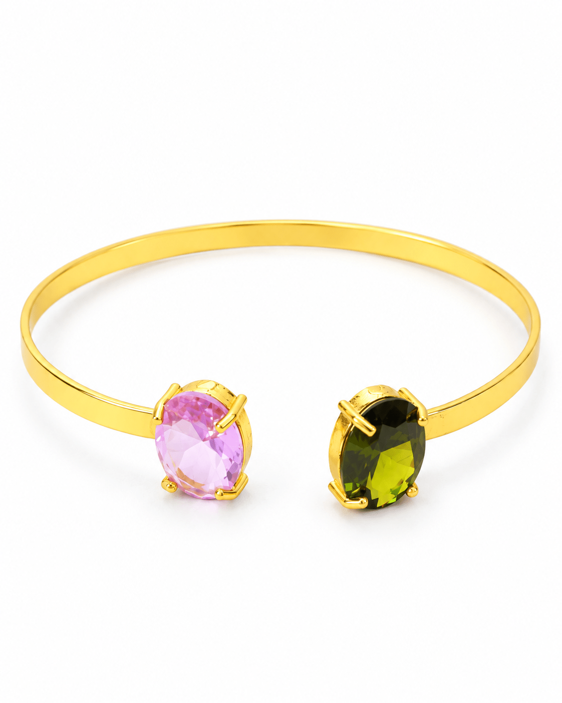Lilac & Olive Oval Stone Flat Cuff Bracelet - Maxiblink