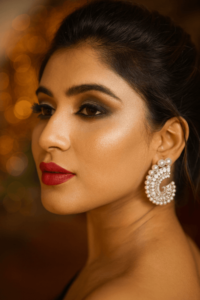 Luxury Pearl & Crystal Semi - Hoop Earrings – Elegant Anti - Tarnish Design - Maxiblink