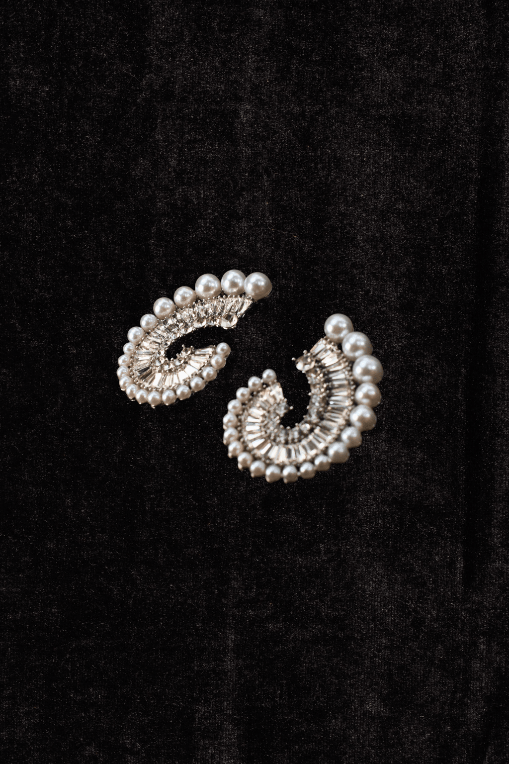 Luxury Pearl & Crystal Semi - Hoop Earrings – Elegant Anti - Tarnish Design - Maxiblink