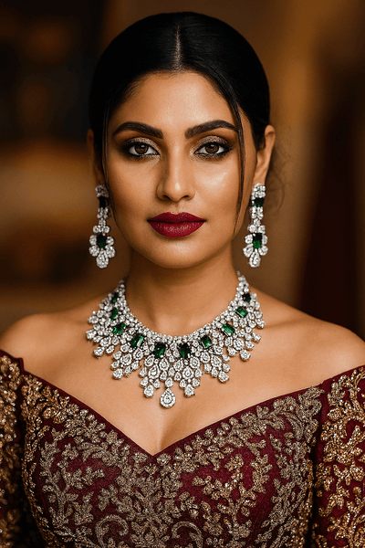 Majestic Green Bridal Choker Necklace Set - Maxiblink