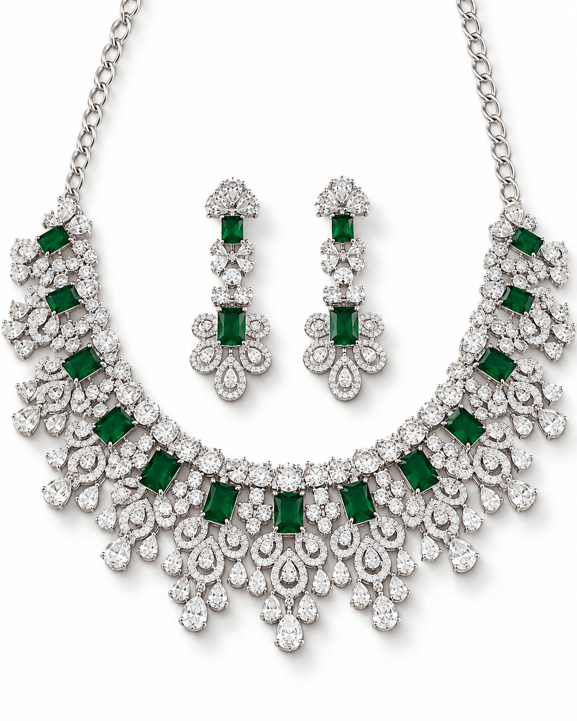 Majestic Green Bridal Choker Necklace Set - Maxiblink