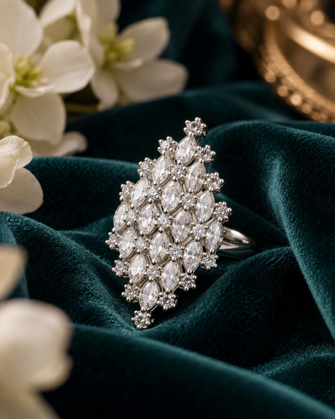Marquise CZ Cluster Shield Statement Ring - Maxiblink