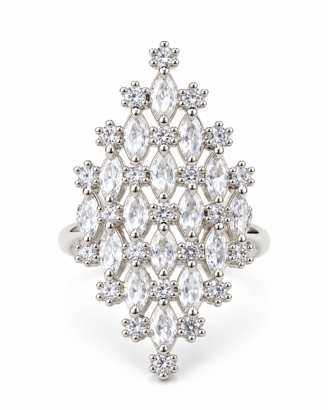 Marquise CZ Cluster Shield Statement Ring - Maxiblink