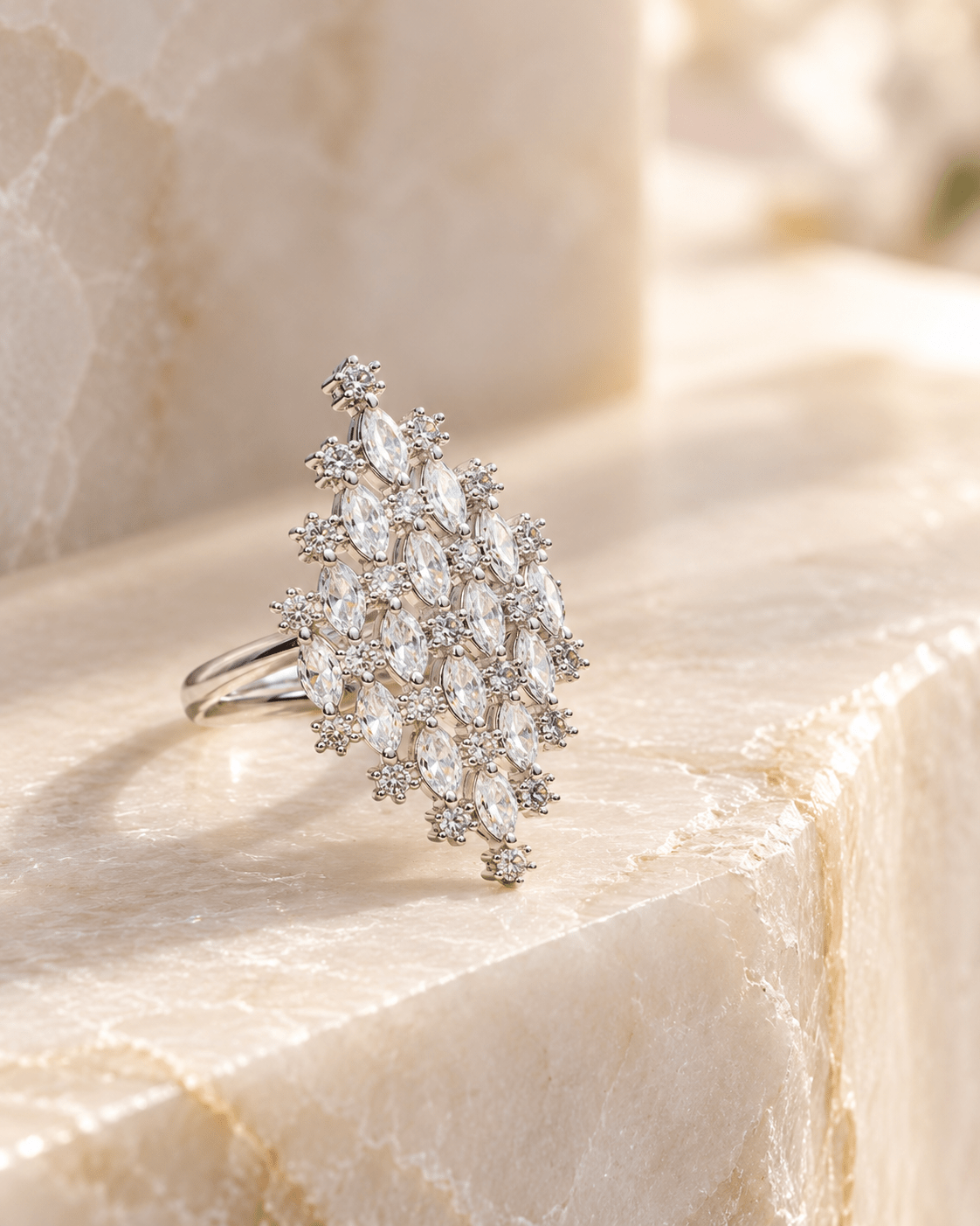 Marquise CZ Cluster Shield Statement Ring - Maxiblink