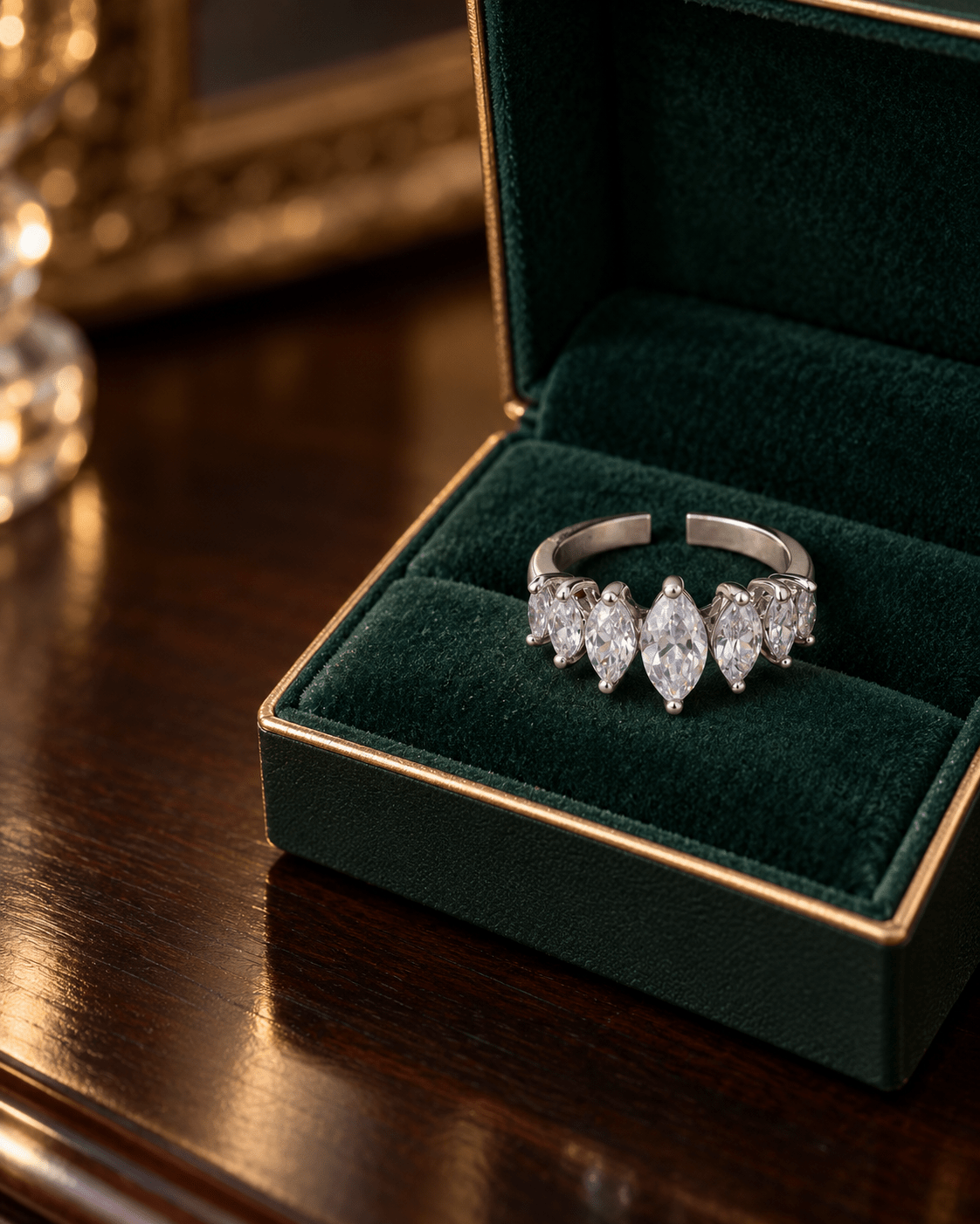 Marquise CZ Graduated Half-Eternity Ring - Maxiblink