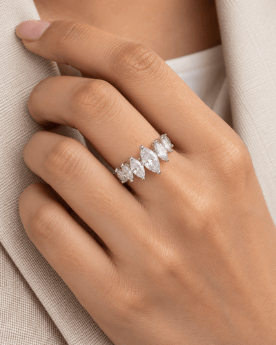 Marquise CZ Graduated Half-Eternity Ring - Maxiblink