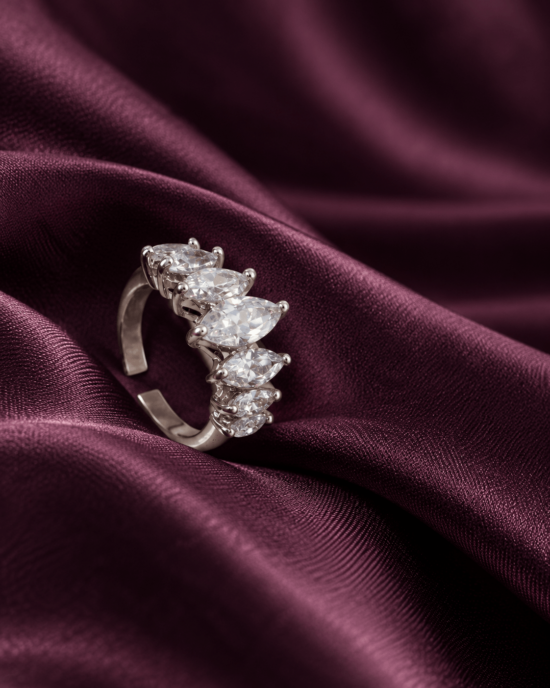 Marquise CZ Graduated Half-Eternity Ring - Maxiblink