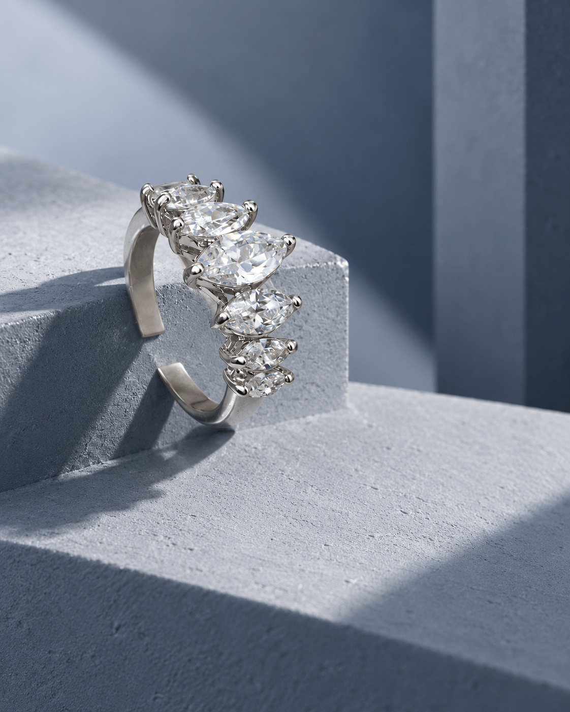 Marquise CZ Graduated Half-Eternity Ring - Maxiblink