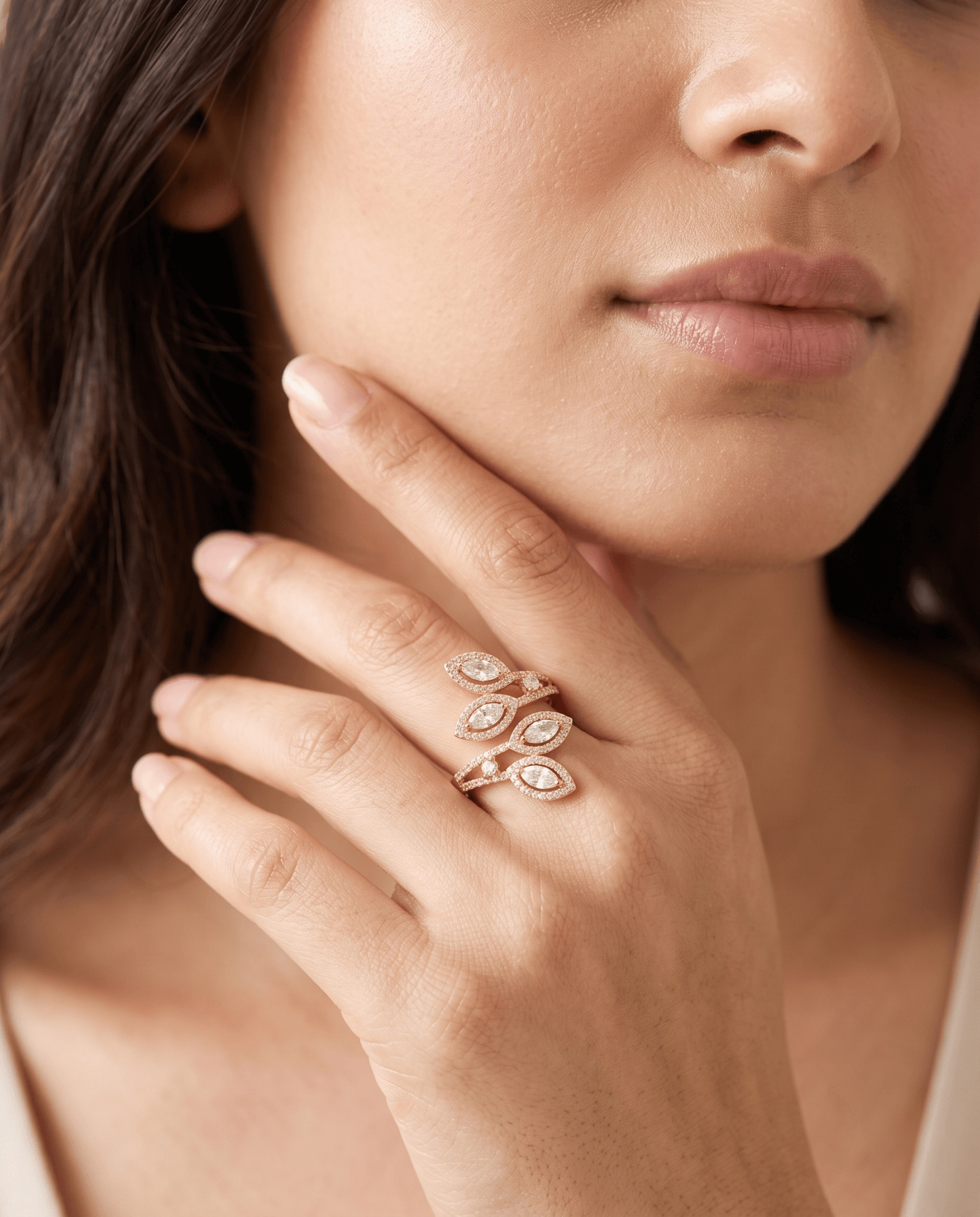 Marquise Halo Laurel Spray Cocktail Ring - Maxiblink