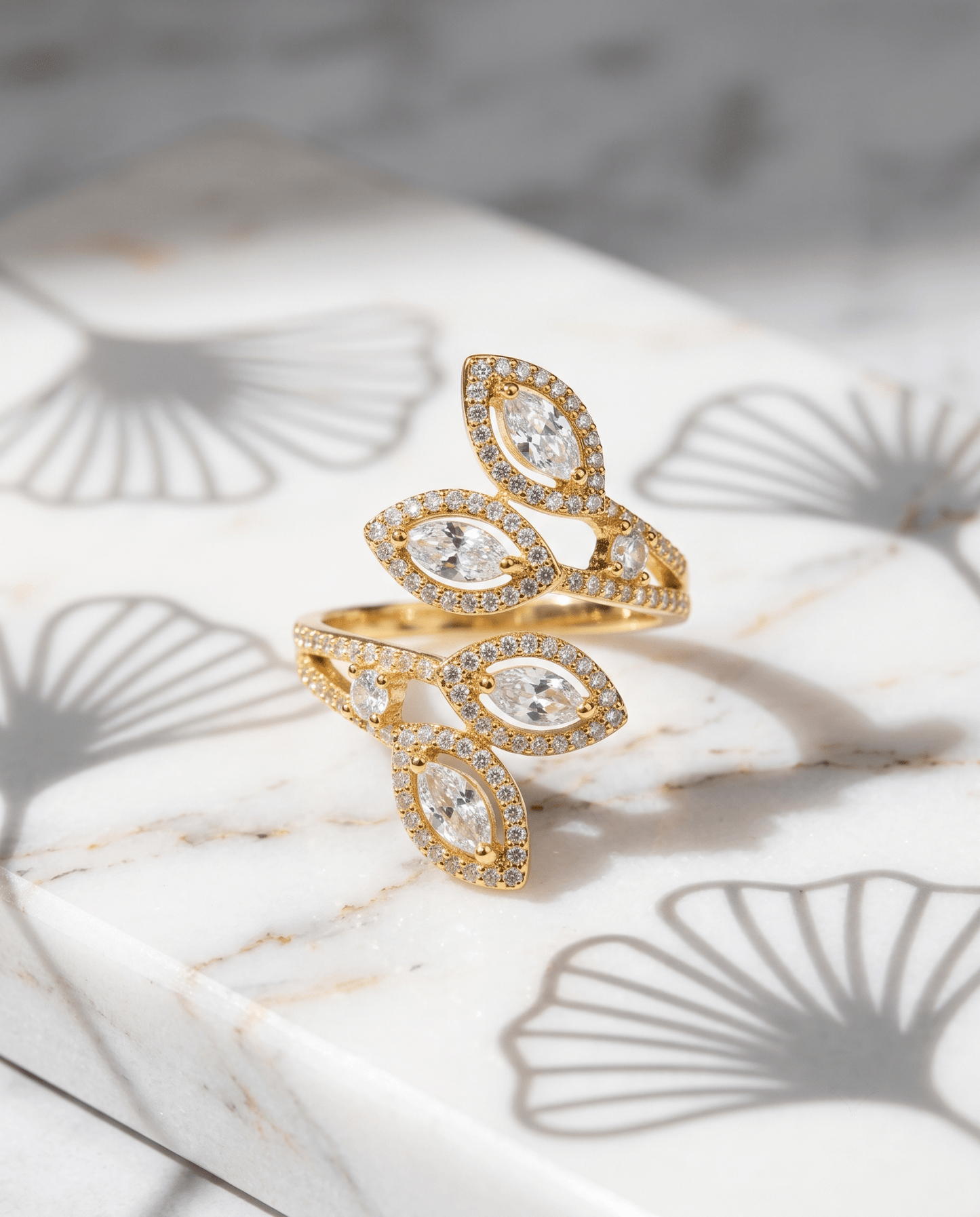 Marquise Halo Laurel Spray Cocktail Ring - Maxiblink