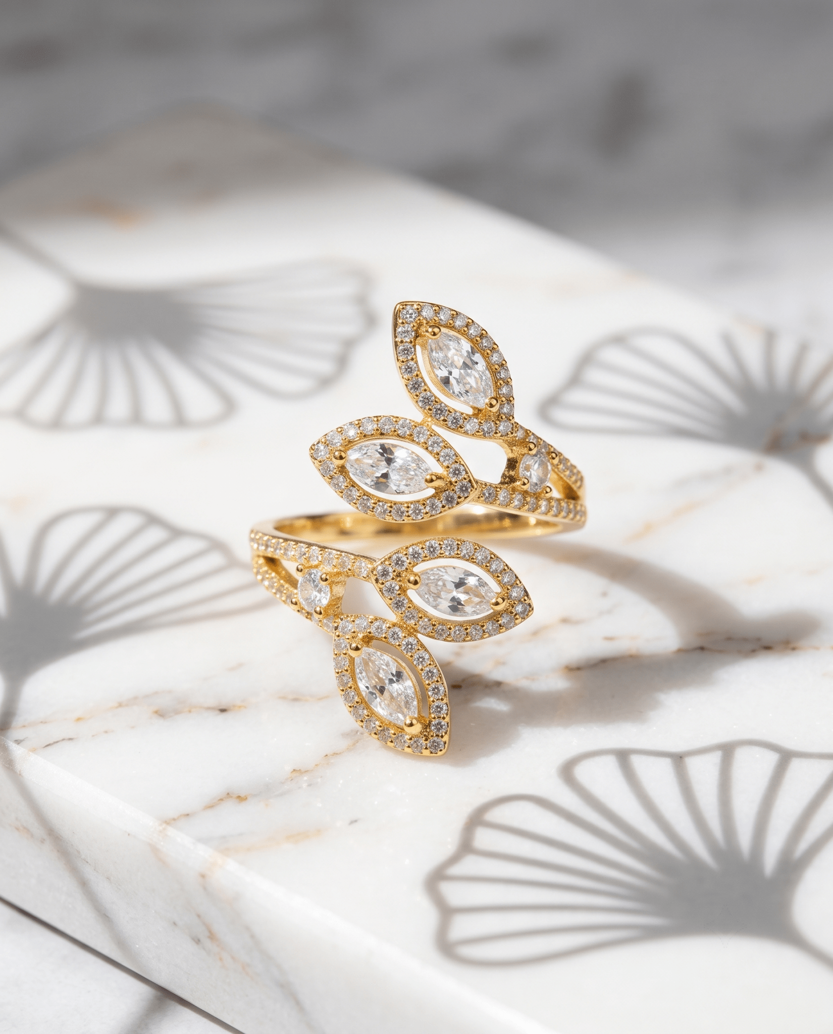 Marquise Halo Laurel Spray Cocktail Ring - Maxiblink