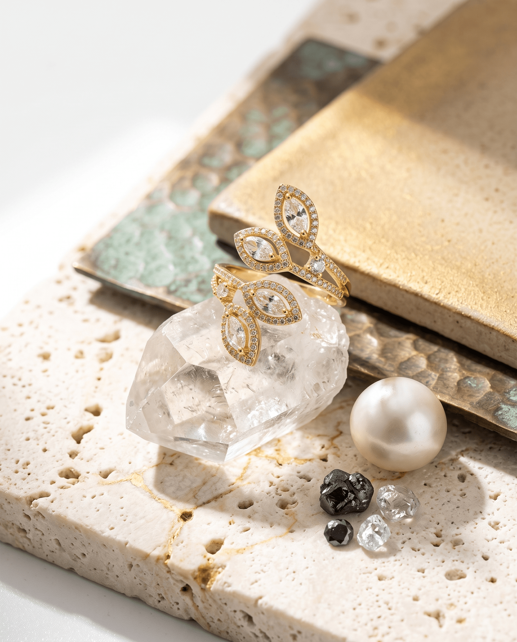 Marquise Halo Laurel Spray Cocktail Ring - Maxiblink