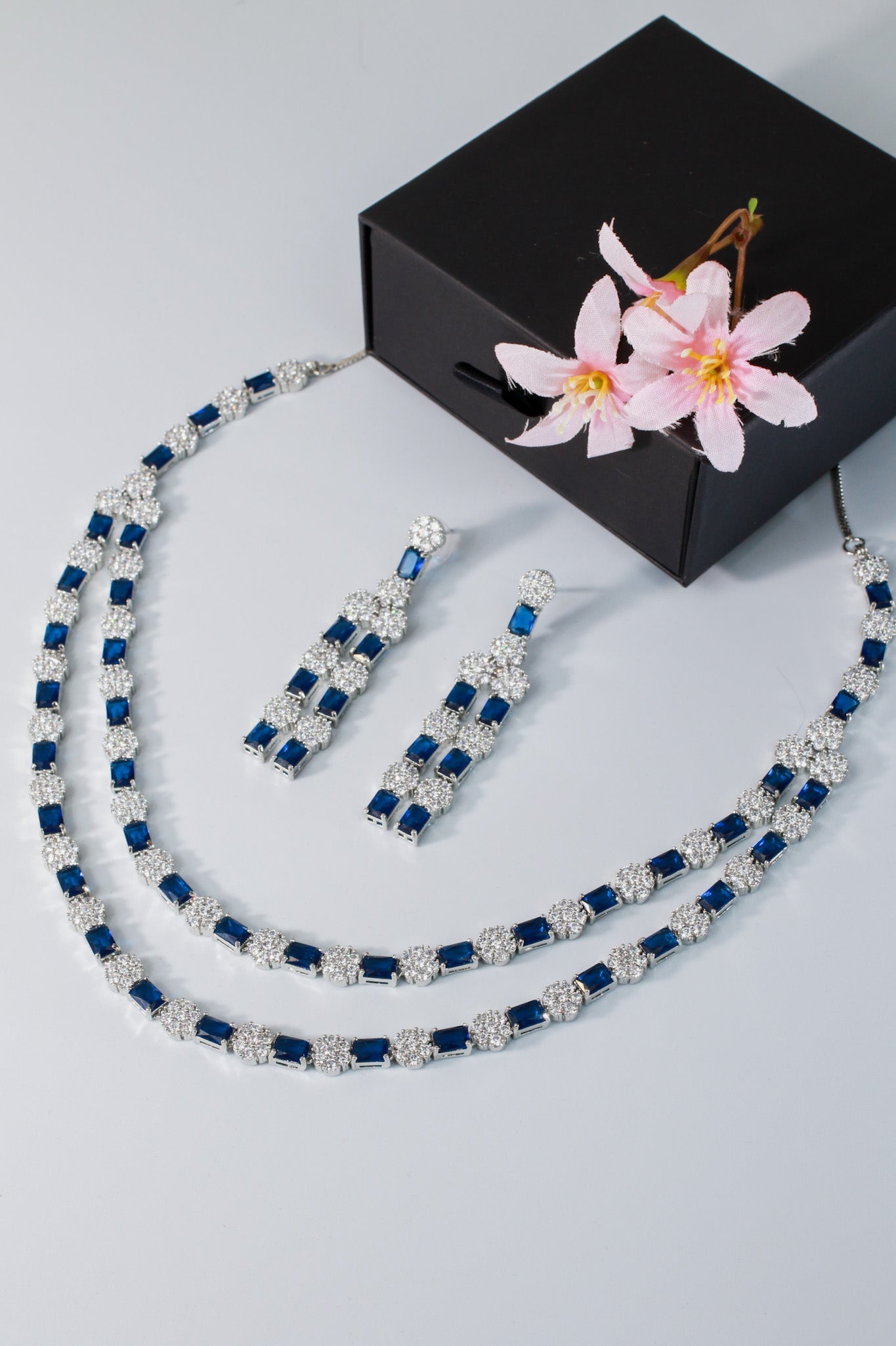 Midnight Sapphire Double - Strand Necklace Set - Maxiblink