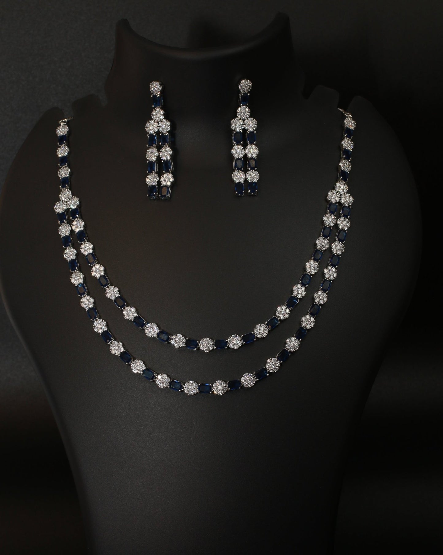 Midnight Sapphire Double - Strand Necklace Set - Maxiblink