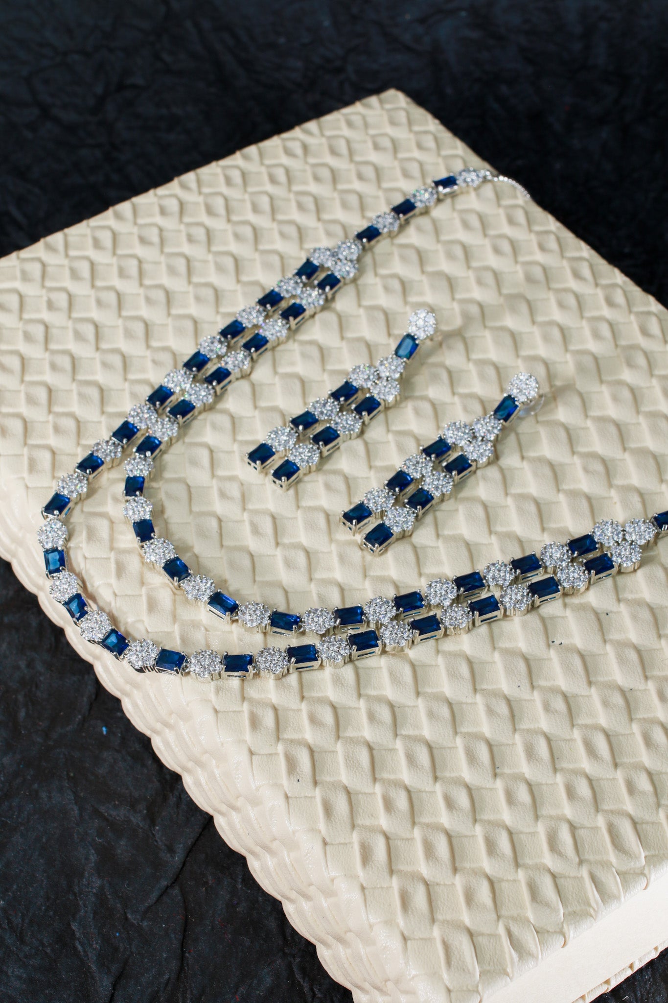 Midnight Sapphire Double - Strand Necklace Set - Maxiblink