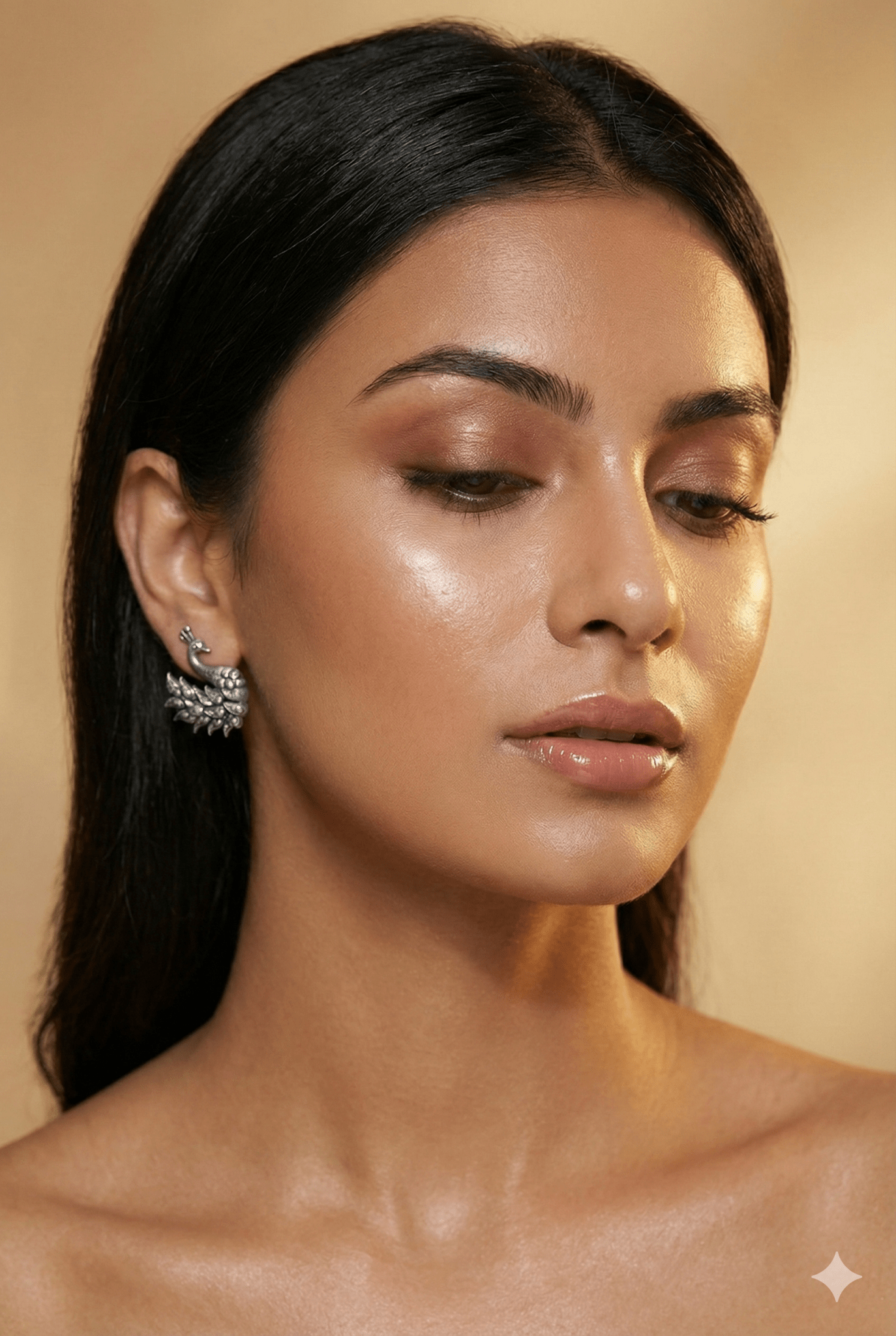 Mini Swan Oxidised German Silver Stud Earrings | Antique Daily Wear Studs - Maxiblink