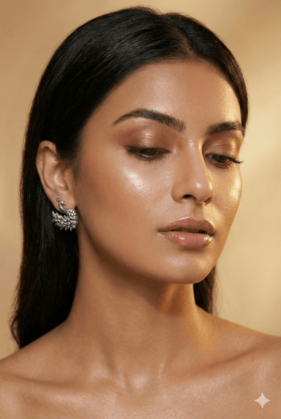 Mini Swan Oxidised German Silver Stud Earrings | Antique Daily Wear Studs - Maxiblink