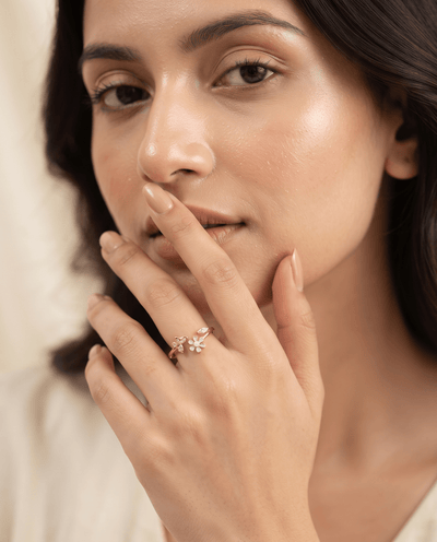 Mint Enamel Flower & Butterfly Ring - Maxiblink