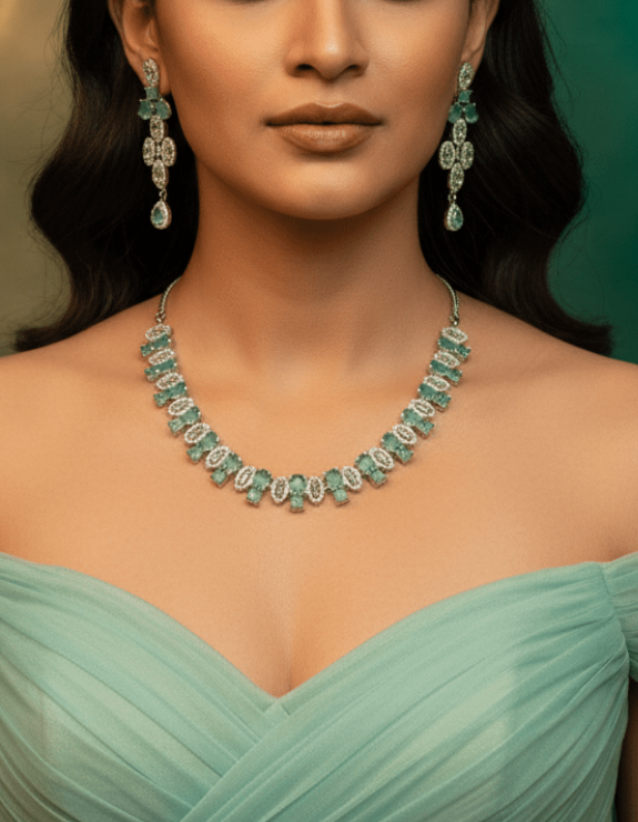 Mint Spark Dual Motif Necklace Set - Maxiblink