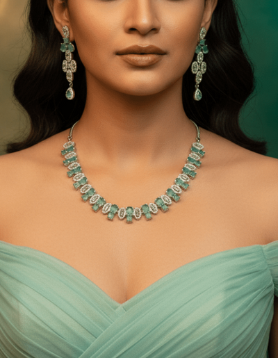 Mint Spark Dual Motif Necklace Set - Maxiblink