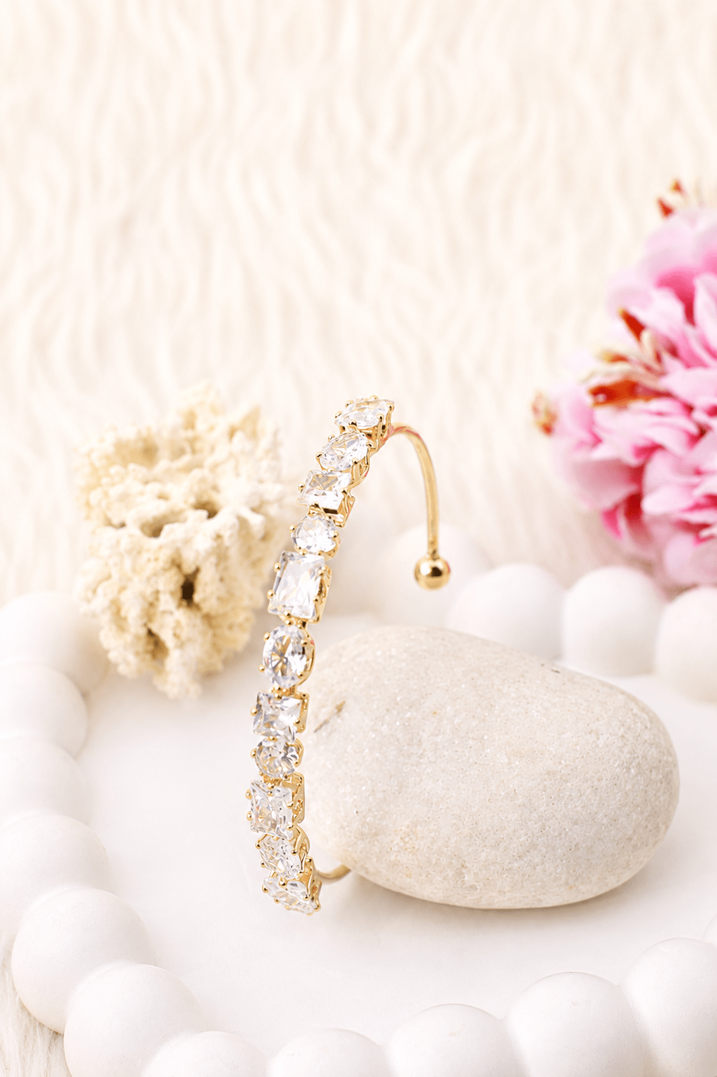 Mixed Cut Crystal Cuff Bracelet - Maxiblink