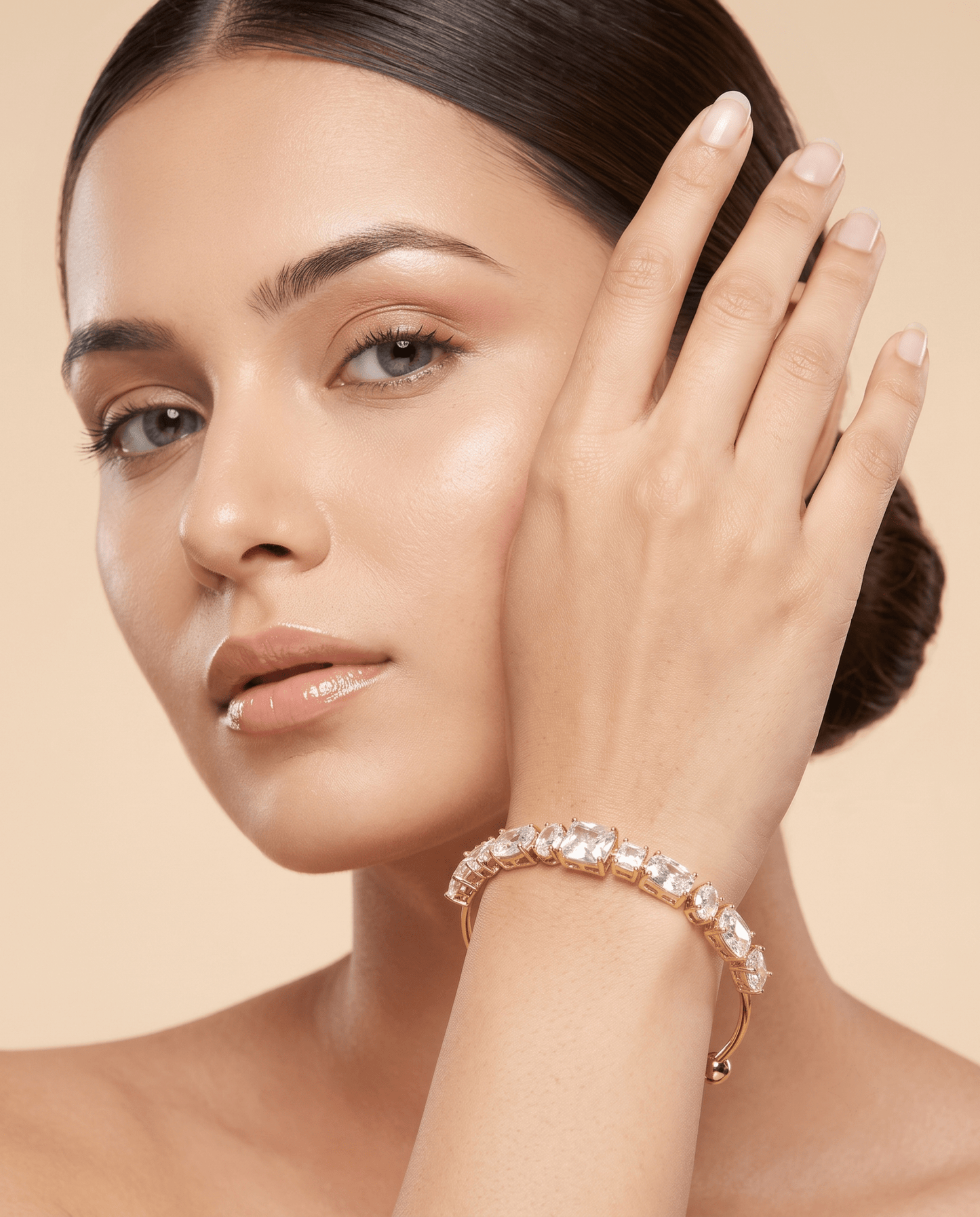 Mixed Cut Crystal Cuff Bracelet - Maxiblink