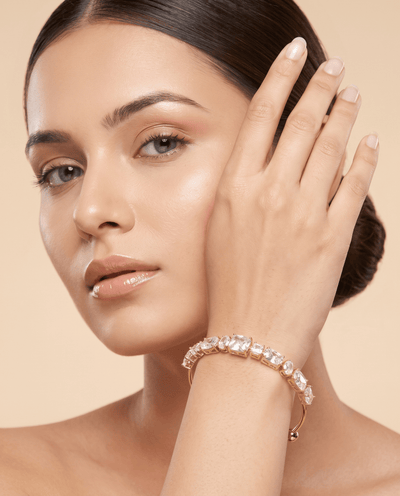 Mixed Cut Crystal Cuff Bracelet - Maxiblink