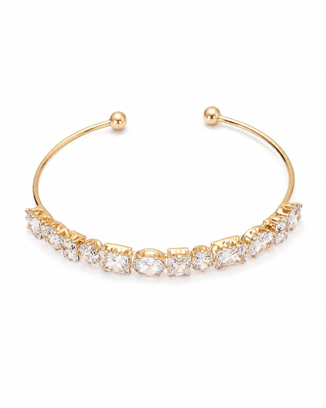 Mixed Cut Crystal Cuff Bracelet - Maxiblink