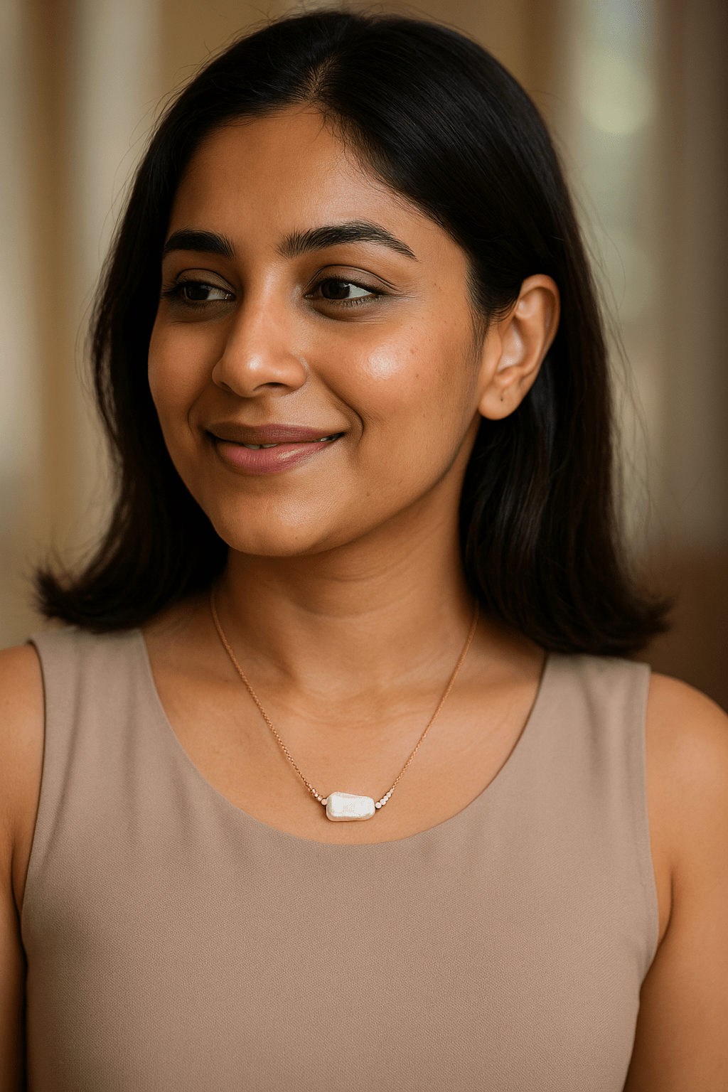 Modern Baroque Pearl Pendant with Box Bead Chain - Maxiblink