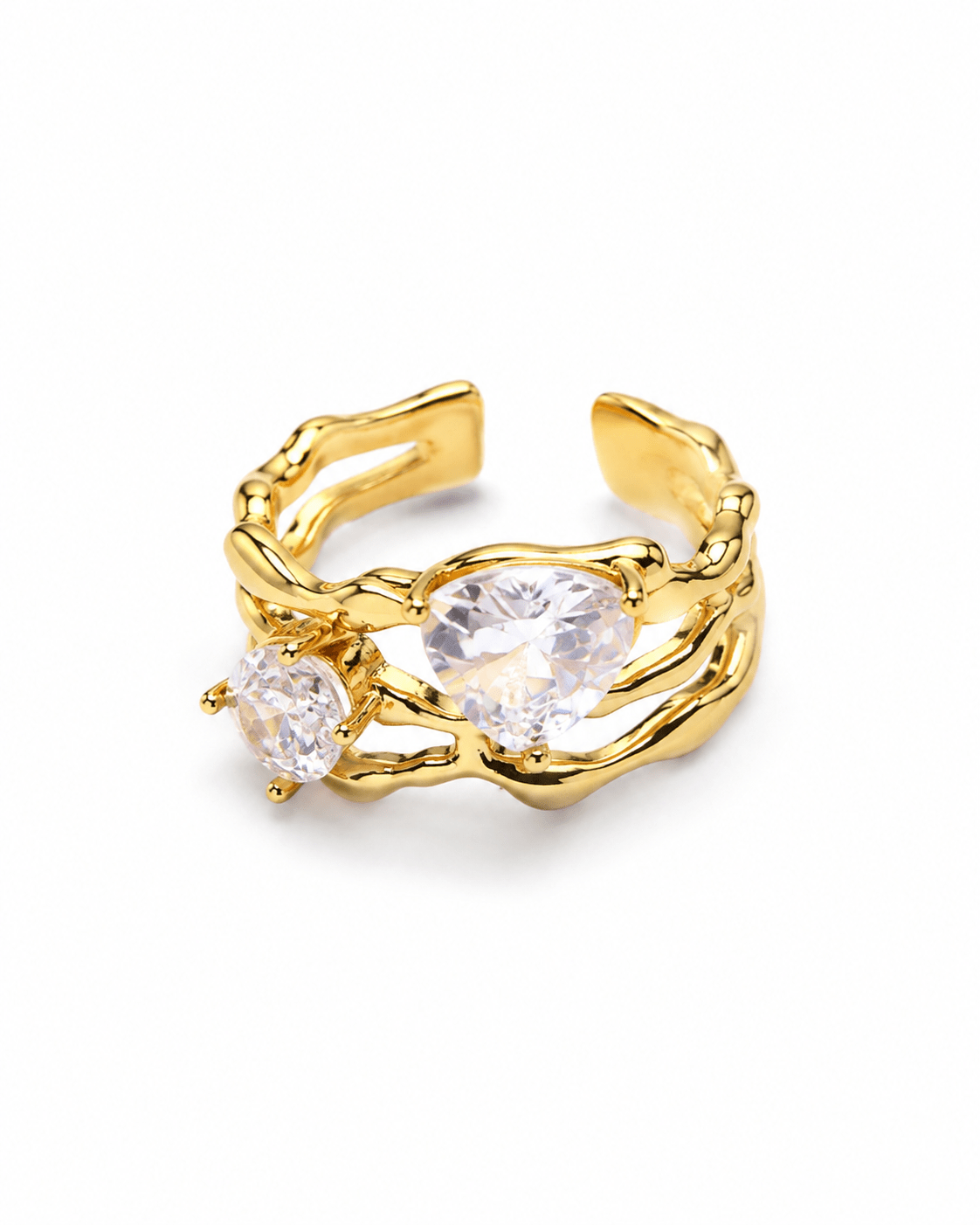 Molten Twig Toi-et-Moi Crystal Ring - Maxiblink