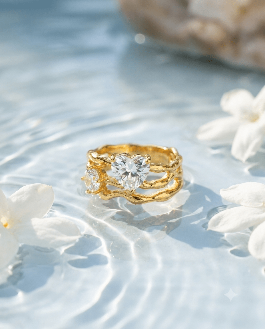Molten Twig Toi-et-Moi Crystal Ring - Maxiblink