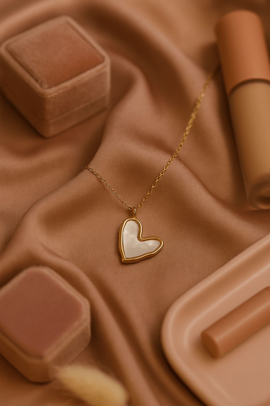 Mother of Pearl Heart Pendant in Gold Finish - Maxiblink
