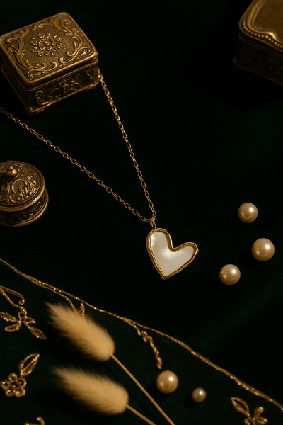 Mother of Pearl Heart Pendant in Gold Finish - Maxiblink