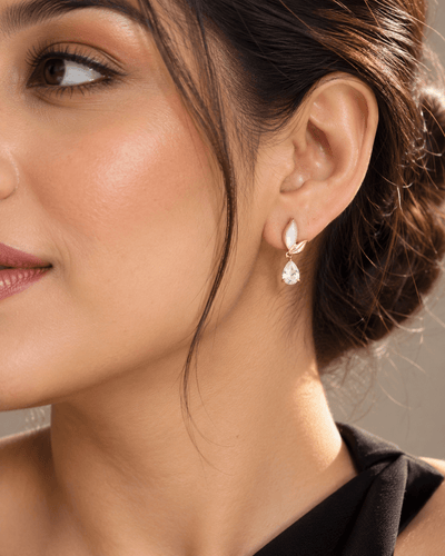 Mother of Pearl Leaf Teardrop Earrings - Maxiblink