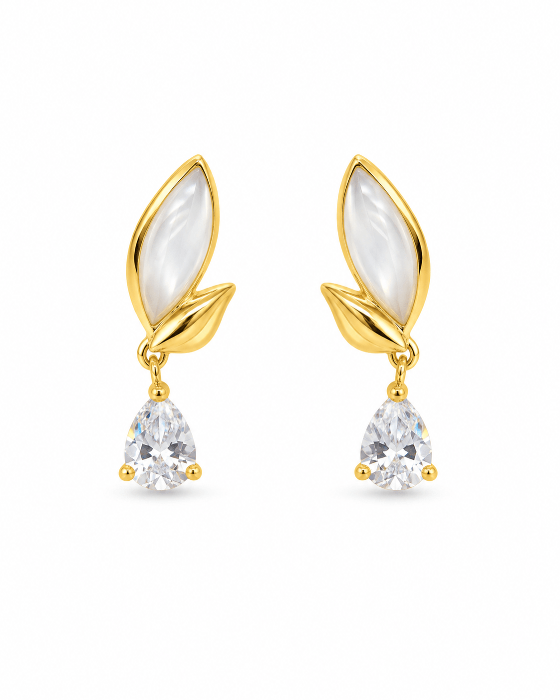 Mother of Pearl Leaf Teardrop Earrings - Maxiblink