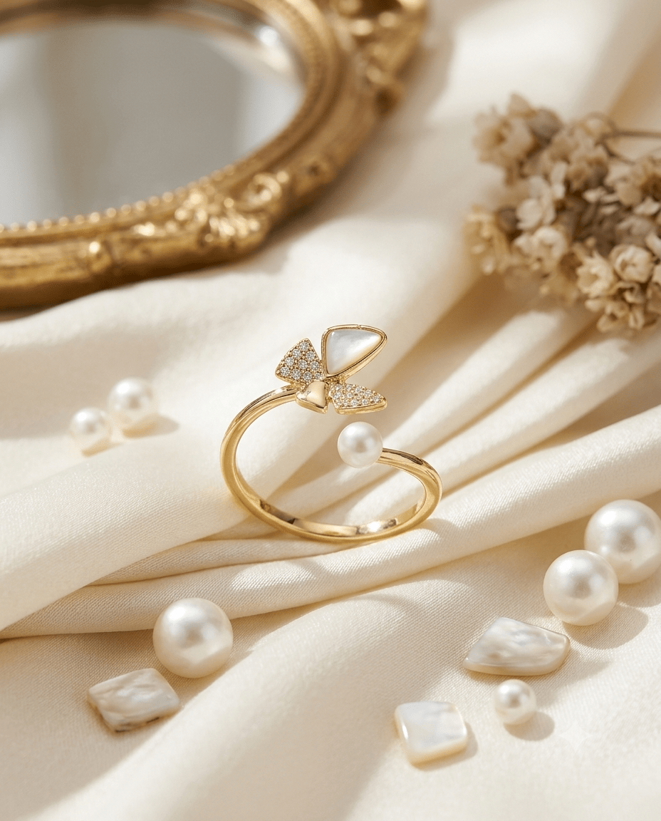 Hypoallergenic waterproof flower ring in 18K gold plating — MaxiBlink