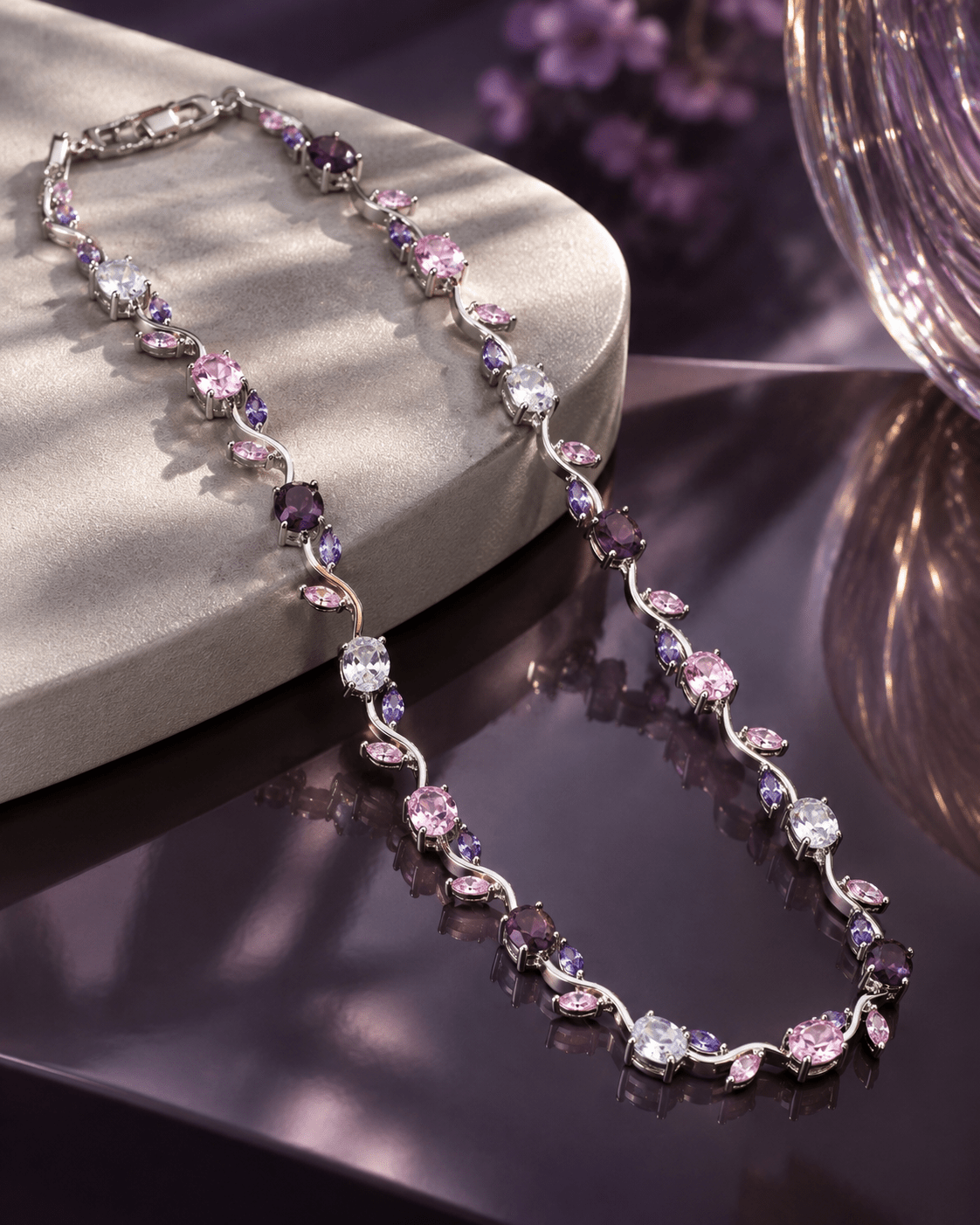 Multi-Stone Wave Necklace - Maxiblink