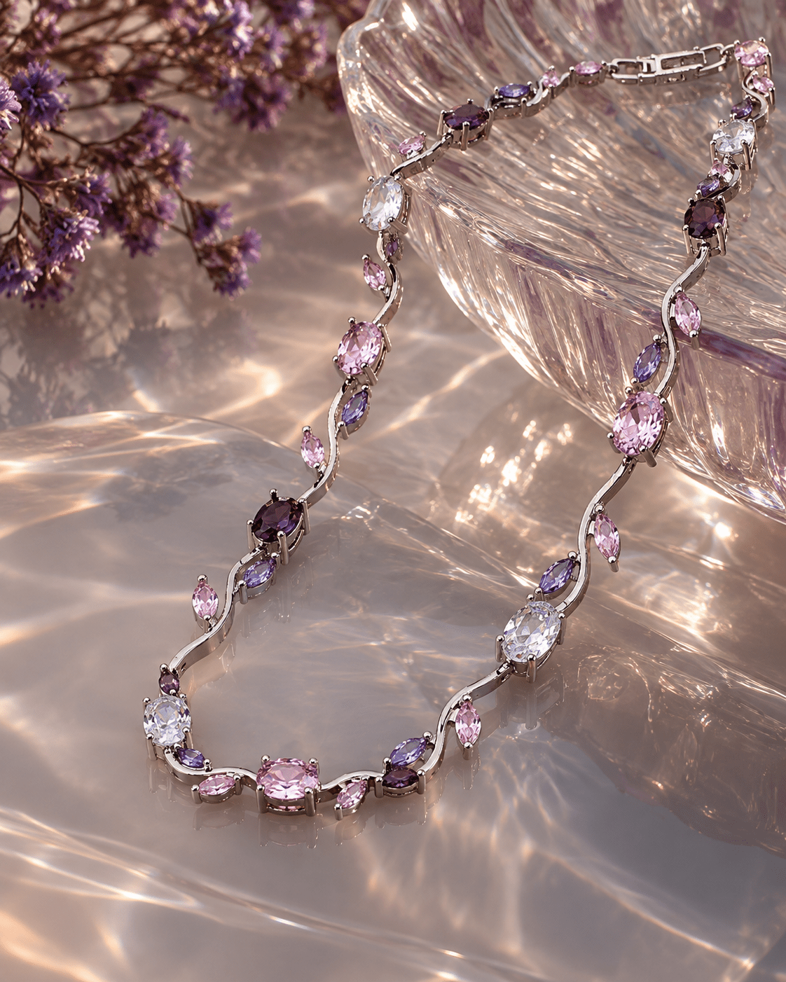 Multi-Stone Wave Necklace - Maxiblink