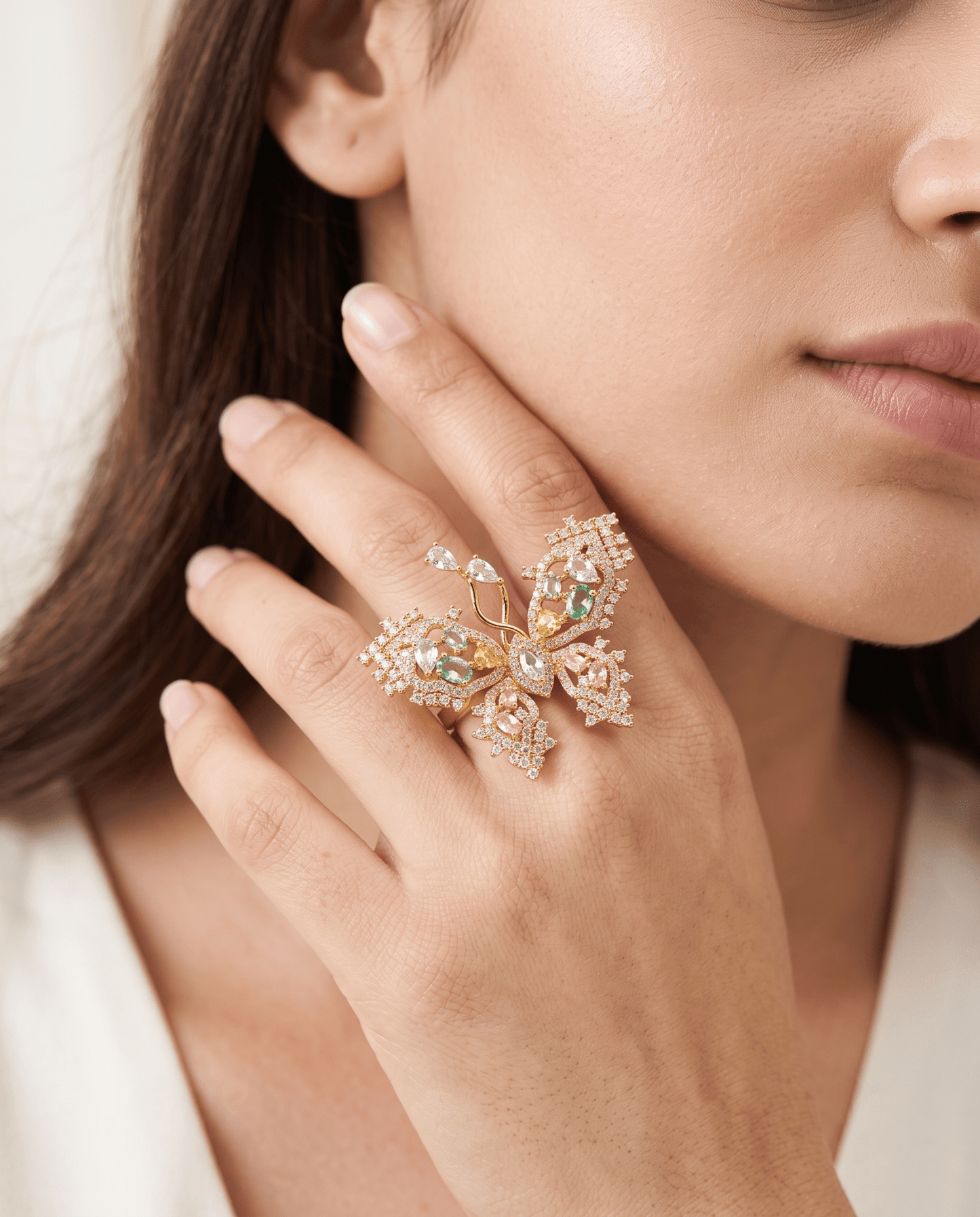 Multicolour Crystal Butterfly Cocktail Ring - Maxiblink