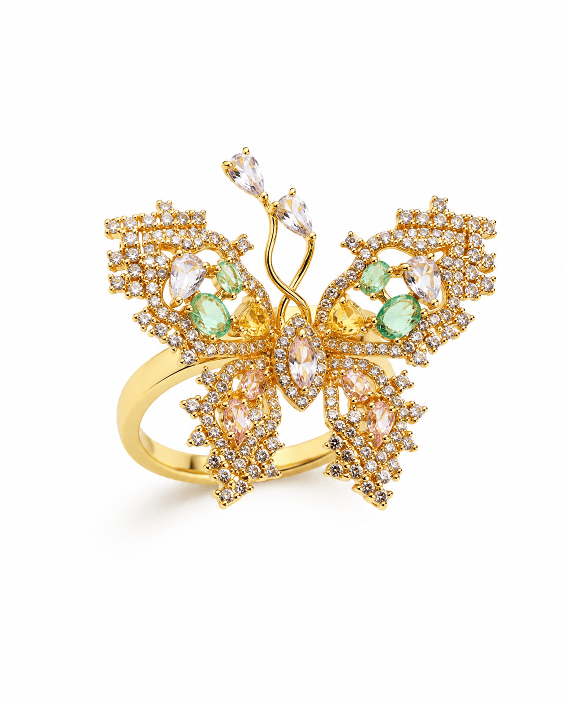Multicolour Crystal Butterfly Cocktail Ring - Maxiblink