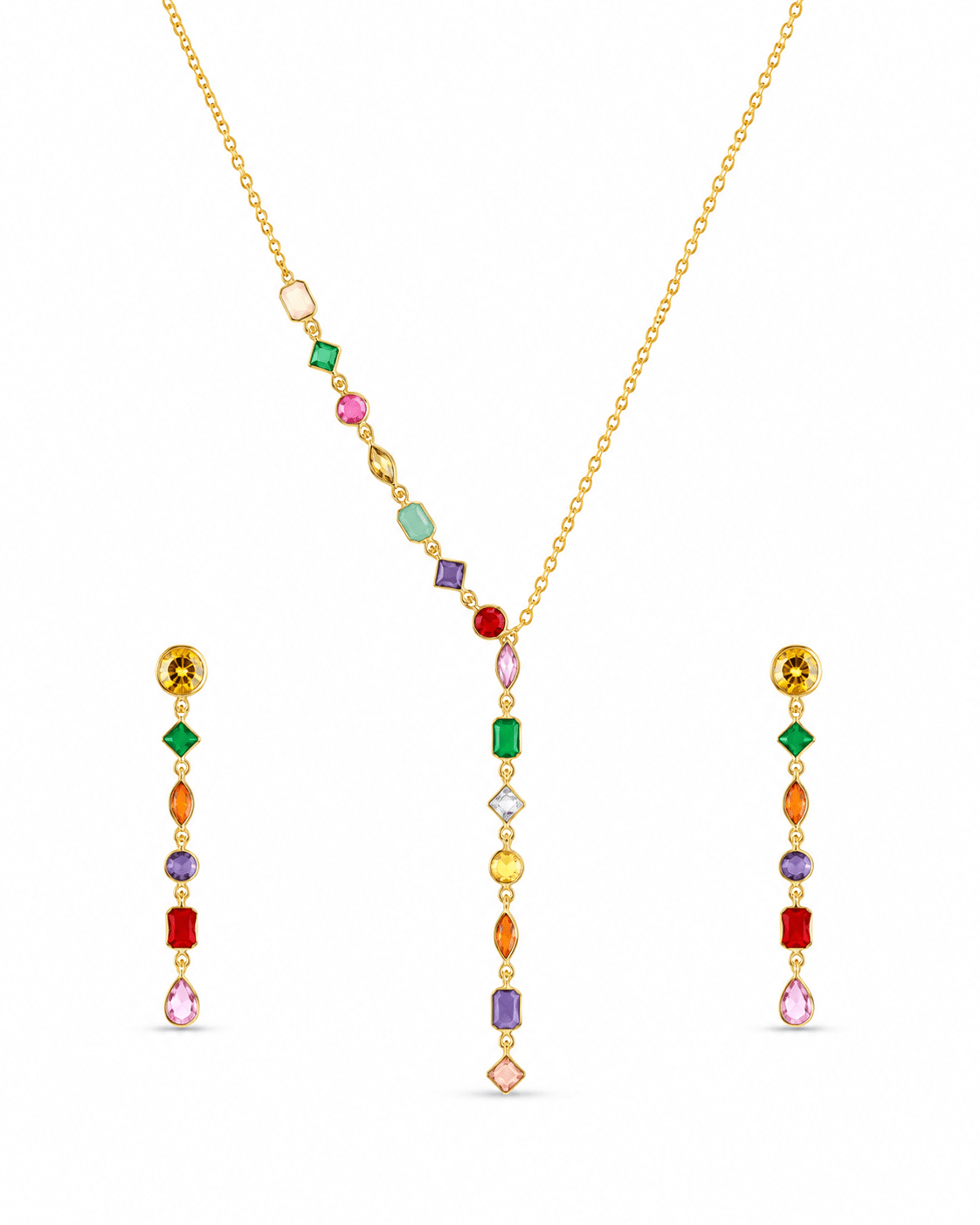 Multicolour Navratna Lariat Pendant Set - Maxiblink