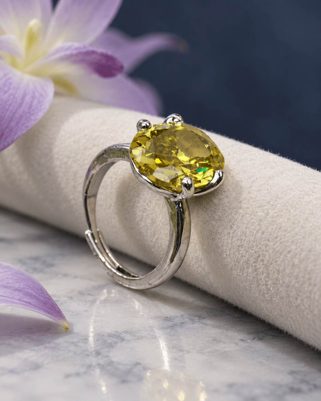 Olive Green Oval Solitaire Ring - Maxiblink