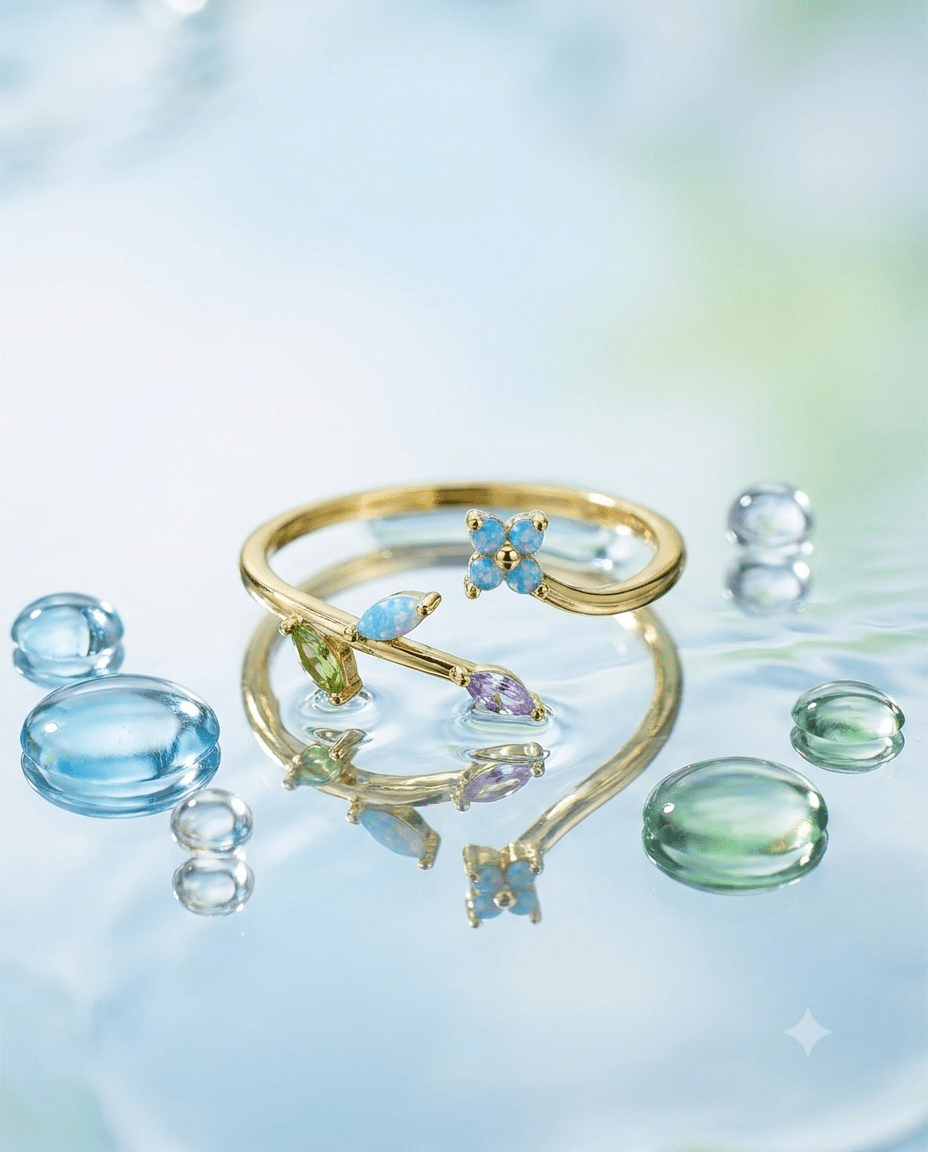 Hypoallergenic waterproof leaf ring in 18K gold plating — MaxiBlink