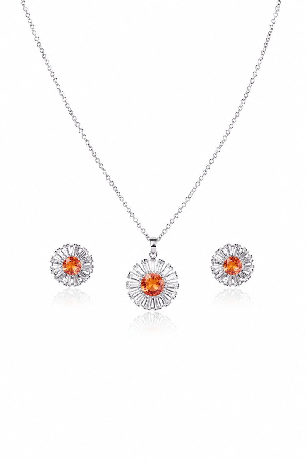 Orange Sunflower Crystal Pendant Set - Maxiblink