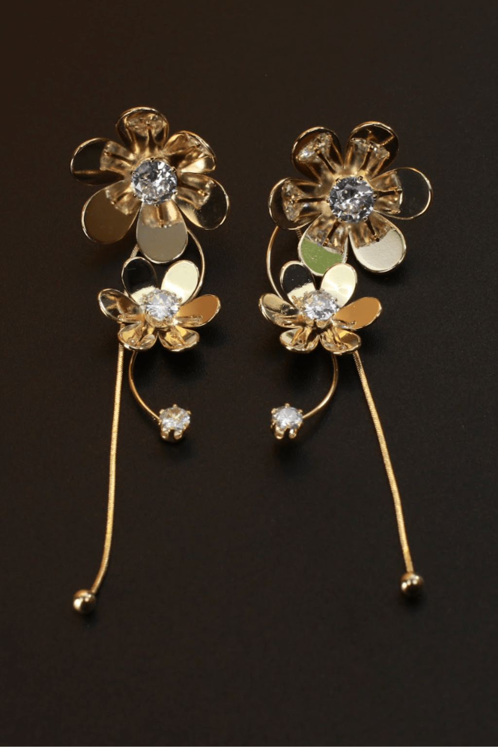 Oversized Bloom Drop Earrings – Statement Anti - Tarnish Gold Jewelry - Maxiblink
