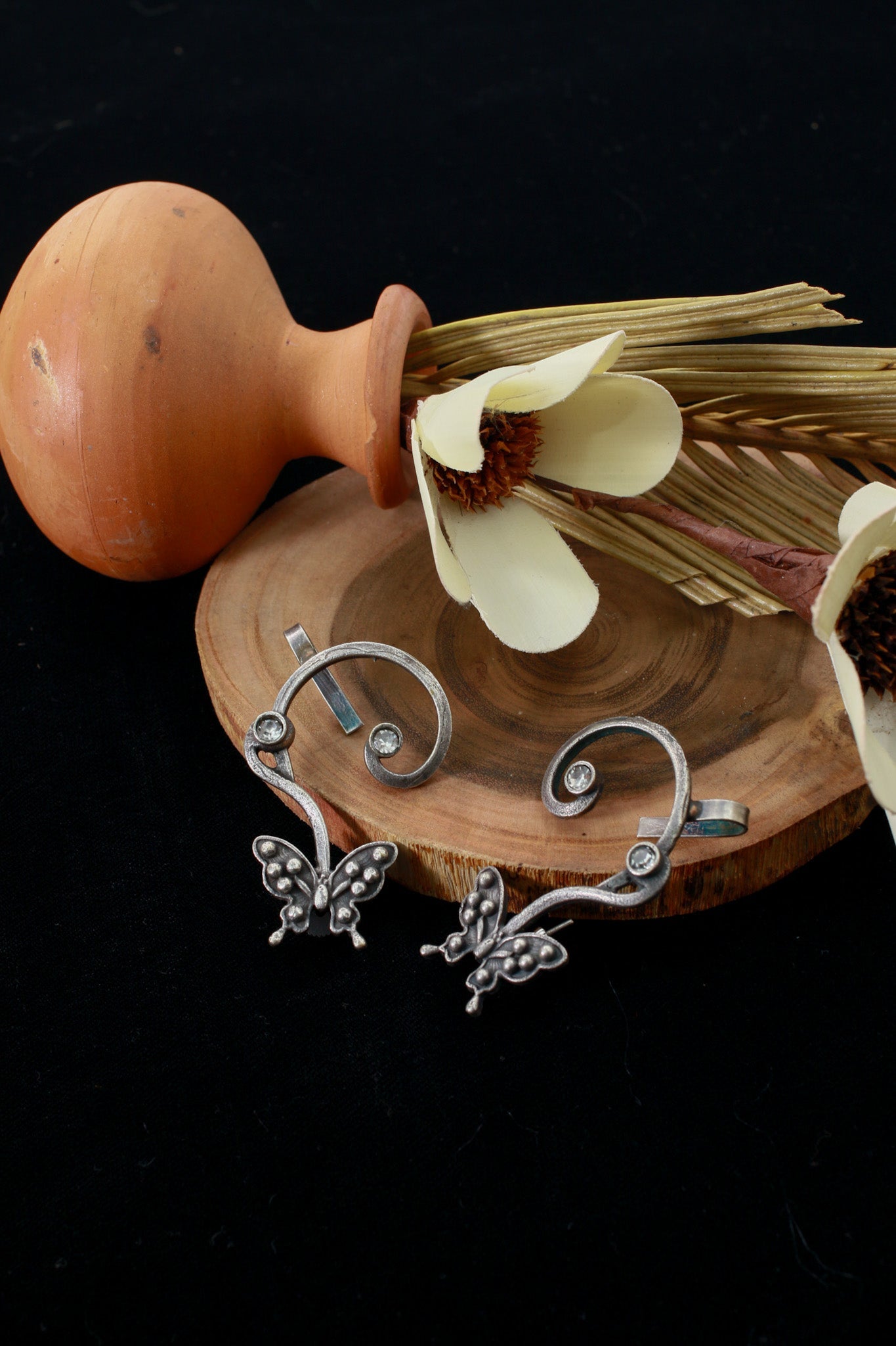 Oxidised Butterfly Earcuff in German Silver – Stylish Ear Wrap - Maxiblink