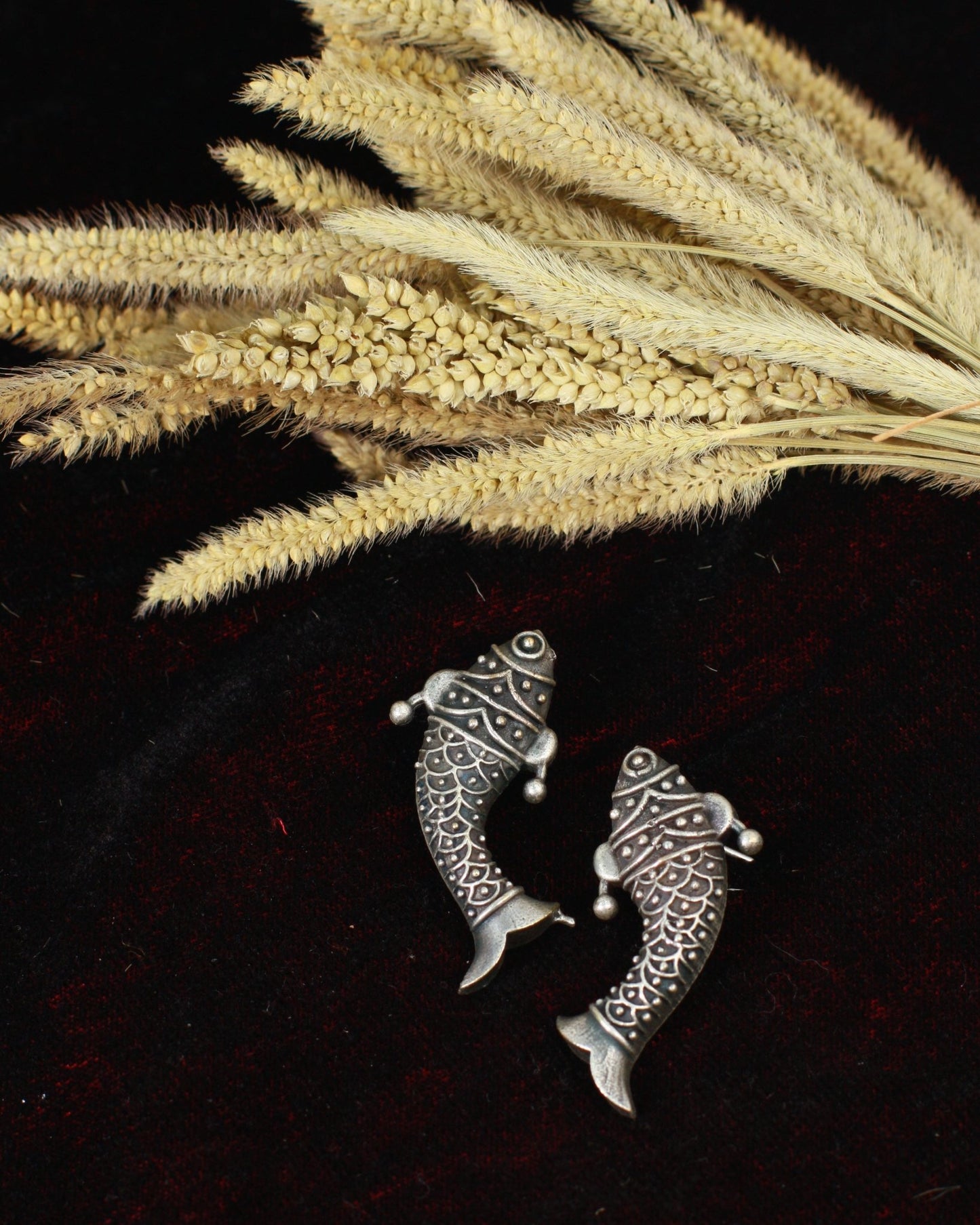 Oxidised German Silver Fish Earrings – Small Everyday Dangler - Maxiblink